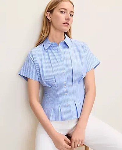 Ann Taylor Petite Striped Pleated Blouse In Multi