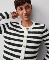 Ann Taylor Petite Striped Stitched Jacket In Green/white Stripe