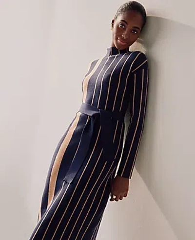 Ann Taylor Petite Striped Sweater Dress In Navy Multi