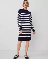 Ann Taylor Striped Sweater Dress In Navy/white