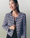 Ann Taylor Petite Striped Tweed Cropped Jacket In Orchid Breeze