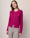 Ann Taylor Petite Textured Cardigan In Pink