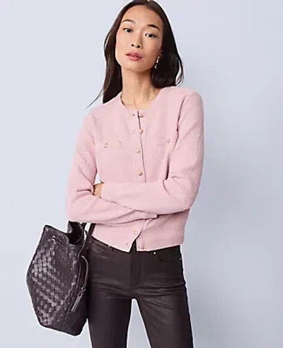 Ann Taylor Petite Textured Cardigan In Purple