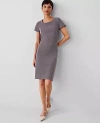 Ann Taylor Petite Textured Knit Short Sleeve Flare Dress In Plum Rose