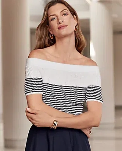 Ann Taylor Petite Textured Off-the-shoulder Sweater In Multi