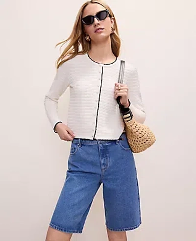 Ann Taylor Petite Textured Stitch Cardigan In White