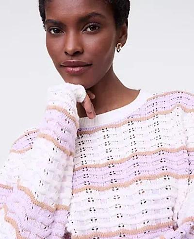 Ann Taylor Petite Textured Stitch Striped Sweater In Multi
