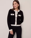 Ann Taylor Petite Textured Sweater Jacket In Black