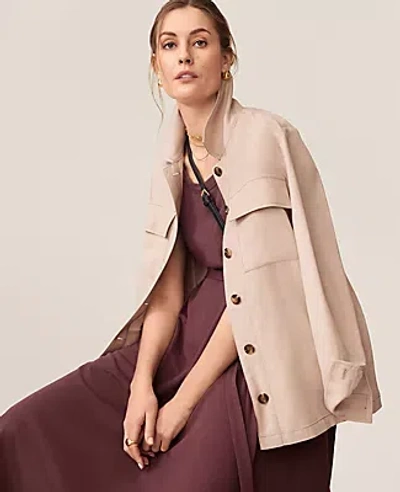 Ann Taylor Petite Textured Utility Jacket In Toasted Oat