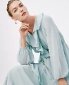 Ann Taylor Petite Tie Neck Ruffle Maxi Dress In Blue