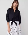 Ann Taylor Petite Tie Waist Blouse In Black