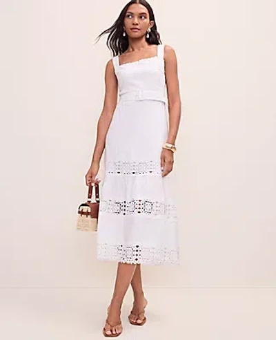 Ann Taylor Petite Tiered Midi Dress In White