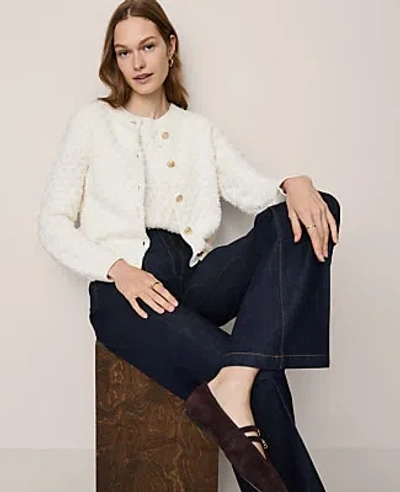 Ann Taylor Petite Tweed Cardigan In White