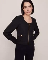 Ann Taylor Petite Tweed Cropped Jacket In Black