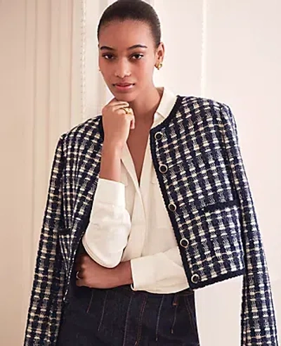 Ann Taylor Petite Tweed Patch Pocket Jacket In Multi