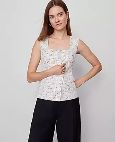 Ann Taylor Petite Tweed Square Neck Vest In Multi