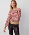 Ann Taylor Petite Tweed Stitch Sweater In Orange Multi