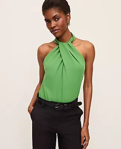 Ann Taylor Petite Twist Neck Halter Top In Green
