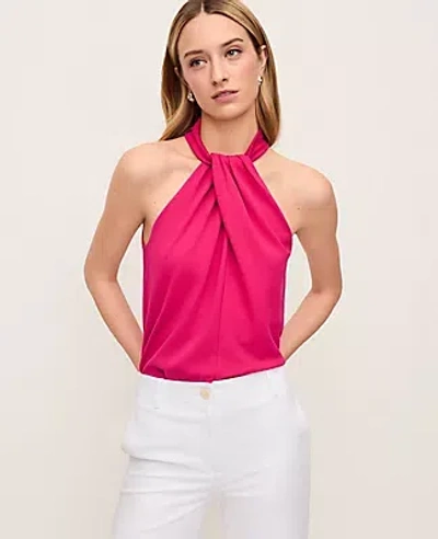 Ann Taylor Petite Twist Neck Halter Top In Pink
