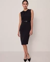 Ann Taylor Petite Twist Neck Midi Sheath Dress In Black