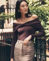 Ann Taylor Petite Twisted Off-the-shoulder Sweater In Brown