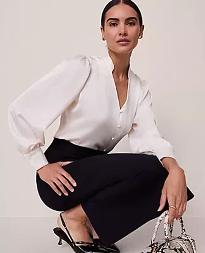 Ann Taylor Petite V-neck Popover Top In White