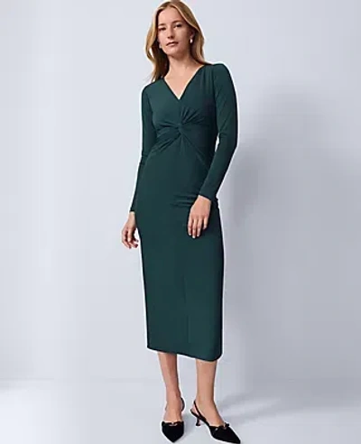 Ann Taylor Petite V-neck Twist Sheath Dress In Green