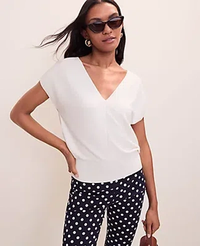 Ann Taylor Petite V-neck Sweater In White