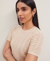 Ann Taylor Petite Wavy Stitch Scalloped Sweater Tee In Sand