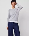 Ann Taylor Petite Wedge Ribbed Sweater In Pebble Grey Heather