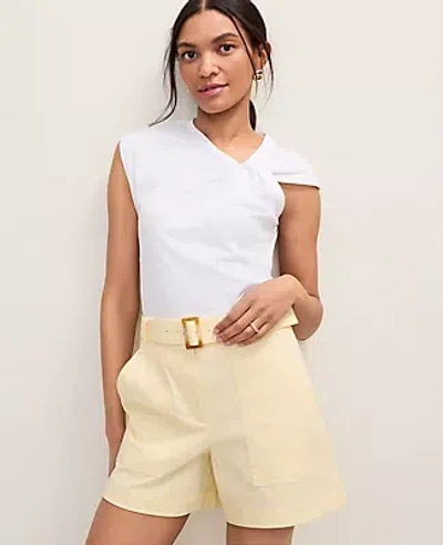 Ann Taylor Petite Weekend Asymmetric Twist Shoulder Top In White