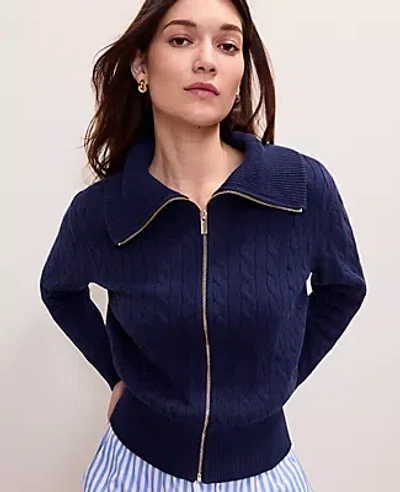 Ann Taylor Petite Weekend Cable Sweater Jacket