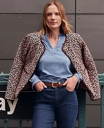 Ann Taylor Petite Weekend Collection Animal Print Quilted Jacket In Multi