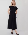 Ann Taylor Petite Weekend Collection Belted Knit Midi Dress In Black