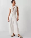 Ann Taylor Petite Weekend Collection Belted Wide-leg Ankle Pant In Winter White