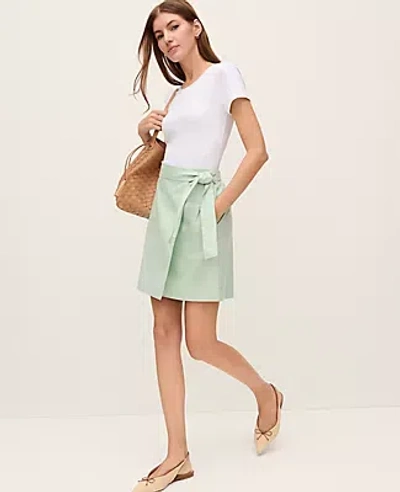 Ann Taylor Petite Weekend Collection Belted Wrap Effect Skirt In Green