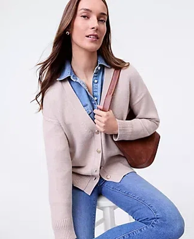 Ann Taylor Petite Weekend Collection Boyfriend Cardigan In Neutral