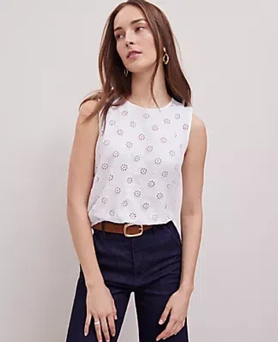 Ann Taylor Petite Weekend Collection Bubble Hem Top In White