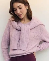 Ann Taylor Petite Weekend Collection Cable Sweater In Purple