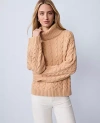 Ann Taylor Petite Weekend Collection Cable Turtlneck Sweater In Nude