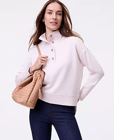 Ann Taylor Petite Weekend Collection Cloud Plush Mockneck Sweatshirt In White