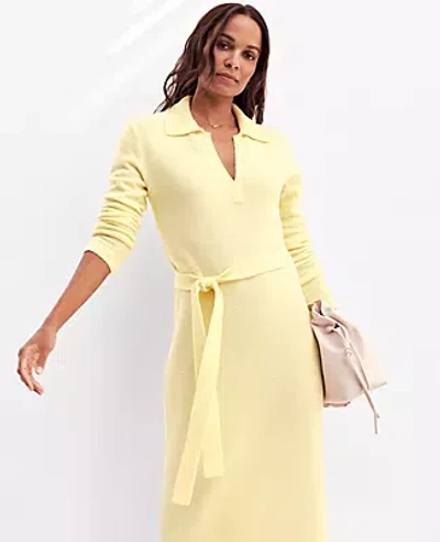 Ann Taylor Petite Weekend Collection Collared Sweater Dress In Pale Forsythia