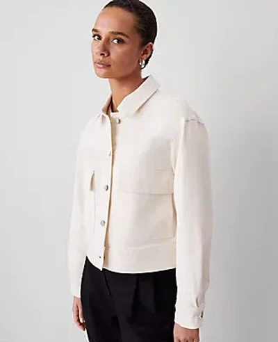Ann Taylor Petite Weekend Collection Denim Jacket In Ivory