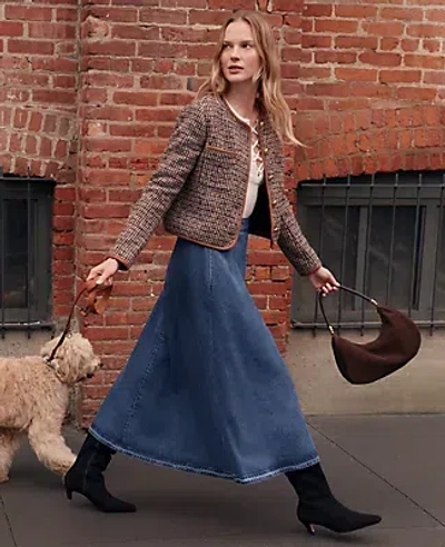 Ann Taylor Petite Weekend Collection Denim Midi Skirt In Blue