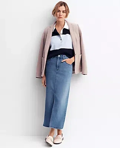 Ann Taylor Petite Weekend Collection Denim Midi Skirt In Light Wash