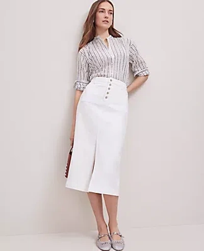Ann Taylor Petite Weekend Collection Denim Midi Skirt In White