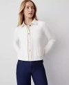 Ann Taylor Petite Weekend Collection Denim Sweater Jacket In Winter White