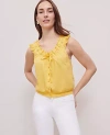 Ann Taylor Petite Weekend Collection Eyelet Tie Neck Top In Mimosa