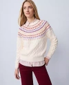 Ann Taylor Petite Weekend Collection Fair Isle Cable Sweater In Neutral
