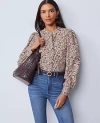 Ann Taylor Petite Weekend Collection Floral Button Down Shirt